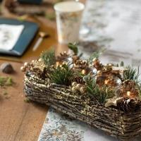 Centre de table noel porte bougie decoration hiver en bois