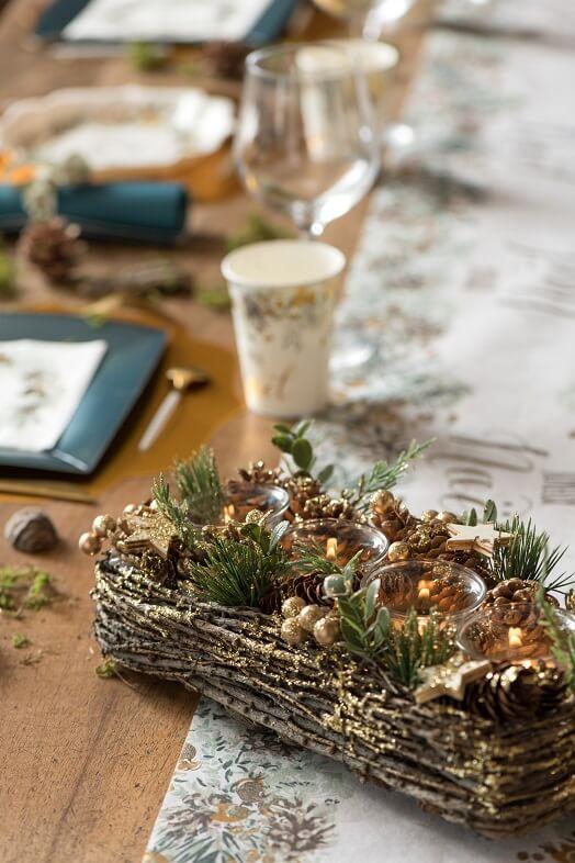 Centre de table Noël. Bougie Noël. Décoration table Noël. -  France