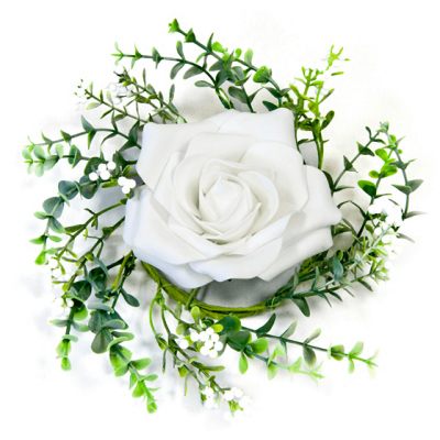 Centre de table rose blanche et feuillage (x1) REF/FMA3018