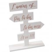 Centre de table Totem blanc en bois et rose gold pour mariage ou St Valentin (x1) REF/DEK0294