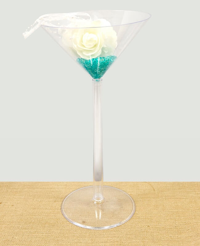 Centre de table vase martini et fleur