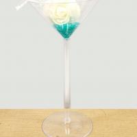 Centre de table vase martini et fleur