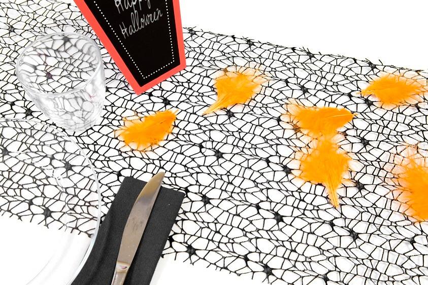 Ch509 decoration chemin de table halloween toile araignee noir