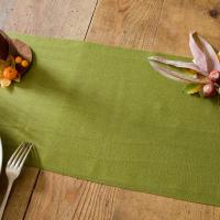 Ch540 chemin de table en lin vert olive