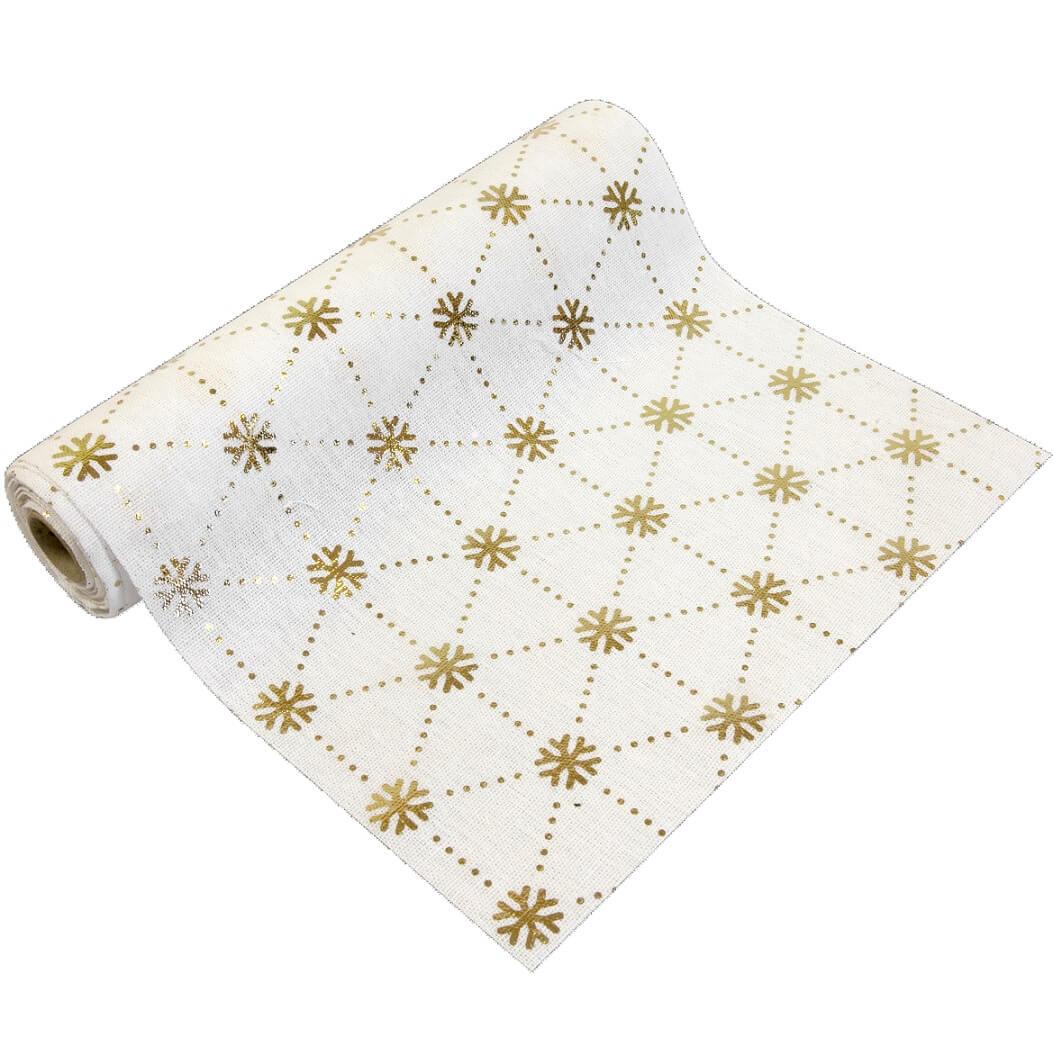 Ch568 chemin de table dore or avec flocons