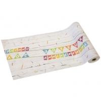 Ch590 chemin de table joyeux anniversaire multicolore en toile