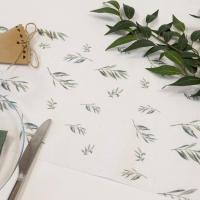 Ch591 decoration chemin de table en toiler champetre fleur et branche olivier