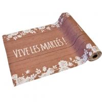 Ch594 decoration chemin de table mariage vive les maries nature champetre bois de rose