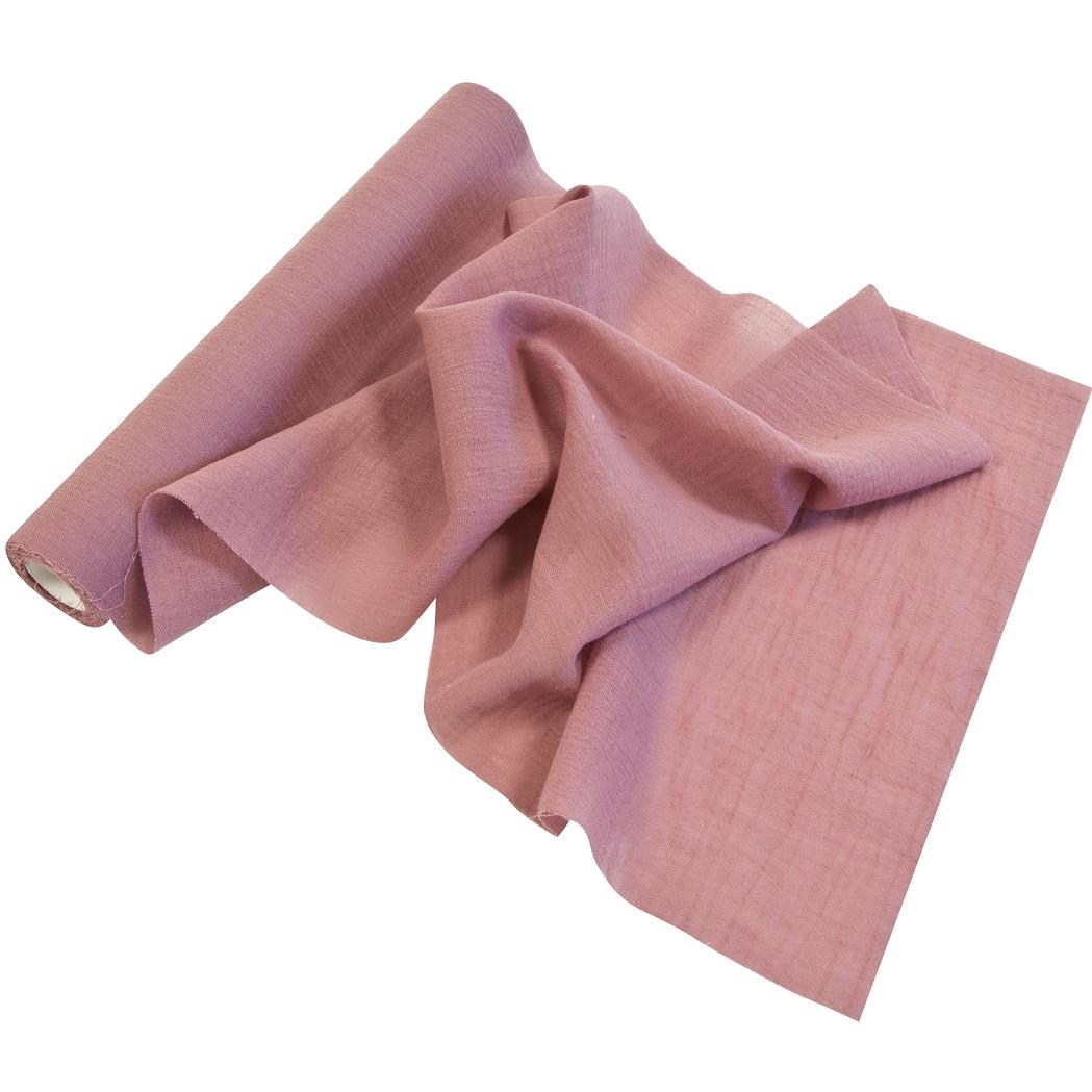 Ch595 chemin de table rose antique mousseline de coton