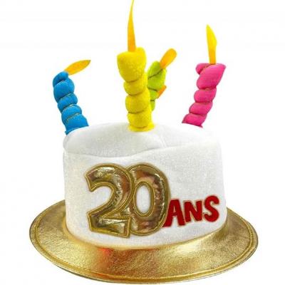 Cham02 chapeau anniversaire dore or metallique 20ans magasin fete nord pas de calais