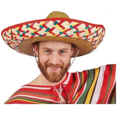 Sombrero en paille multicolore 50 cm (x1) REF/95417 Thème Mexique/Mexicain
