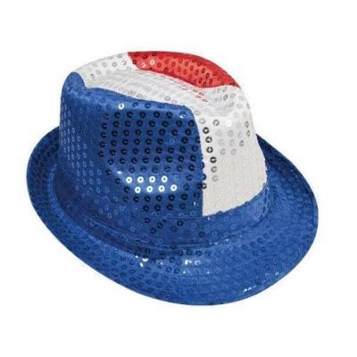 Chapeau adulte Borsalino tricolore France avec sequins (x1) REF/20199