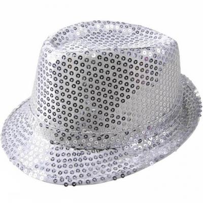 Chapeau adulte Borsalino argent avec sequins (x1) REF/20191