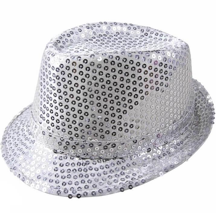 Chapeau borsalino argent avec sequins