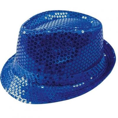 Chapeau adulte Borsalino bleu avec sequins (x1) REF/20196