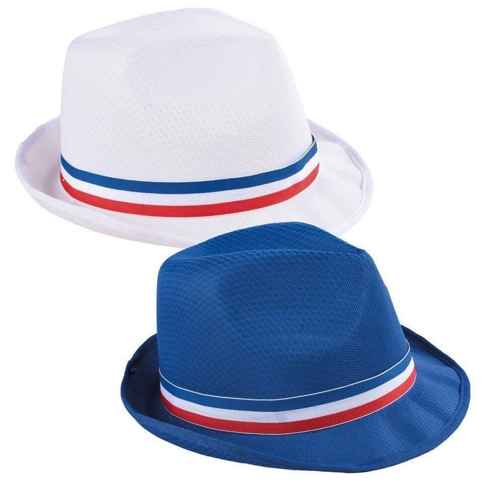 Chapeau borsalino france tricolore bleu blanc et rouge
