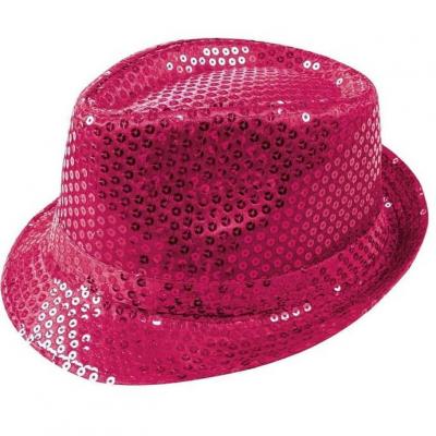 Chapeau adulte Borsalino rose fuchsia avec sequins (x1) REF/20192