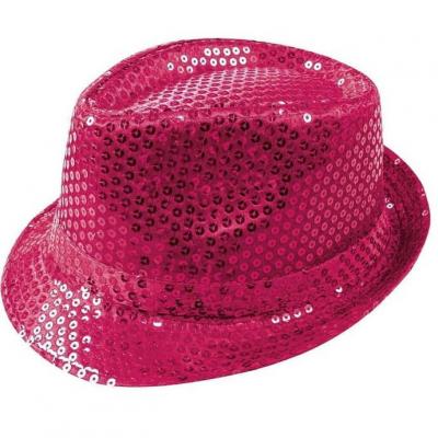 Chapeau borsalino rose fuchsia avec sequins