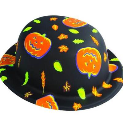 Chapeau melon Halloween orange et noir (x1) REF/64371