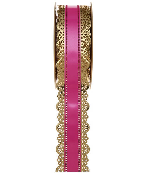 Charlotte dentelle or et fuchsia