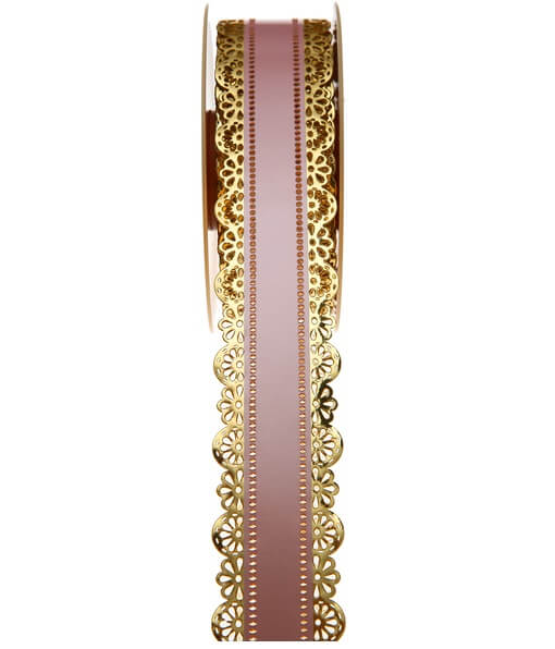 Charlotte dentelle or et rose