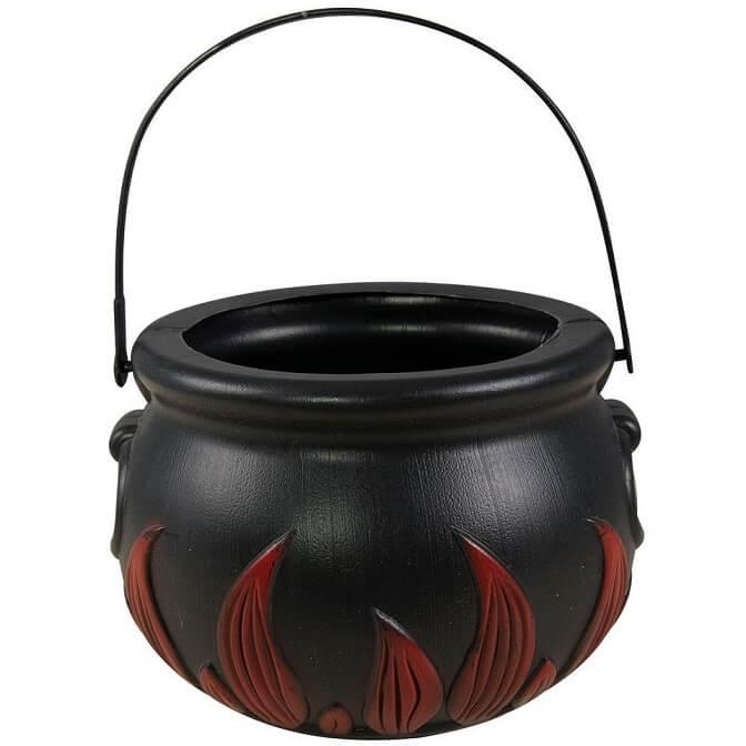 Chaudron de sorcière noir avec flammes rouges REF/14206