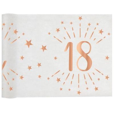 Chemin de table anniversaire 18ans blanc et rose gold