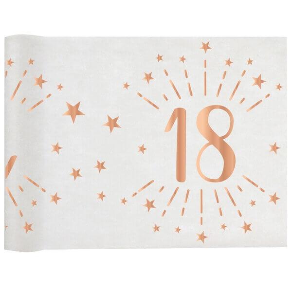Chemin de table anniversaire 18ans blanc et rose gold