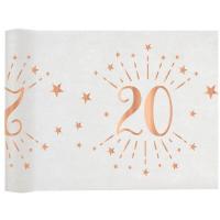 Chemin de table anniversaire 20ans blanc et rose gold