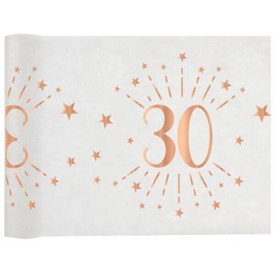 Chemin de table anniversaire 30ans blanc et rose gold