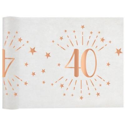 Chemin de table élégant anniversaire 40ans rose gold 30cm x 5m (x1) REF/7344