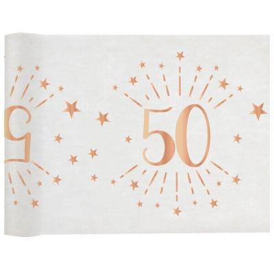 Chemin de table élégant anniversaire 50ans rose gold 30cm x 5m (x1) REF/7344