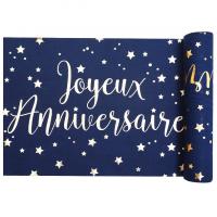 Chemin de table anniversaire bleu et or