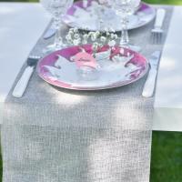 Chemin de table argent metallique lurex polyin