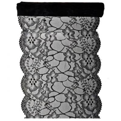 Chemin de table noir dentelle 18cm x 3m (x1) REF/5290