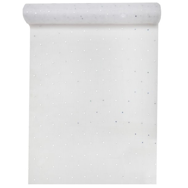 Chemin de table blanc strass