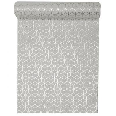 Chemin de table carreau de ciment argent