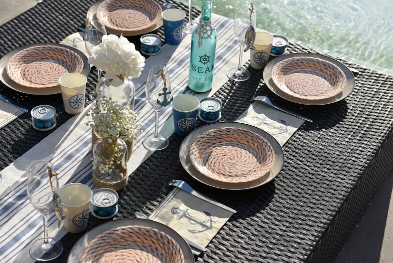 Chemin de table coton bleu