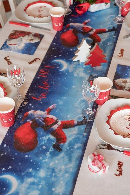 Chemin de table decoration pere noel hohoho