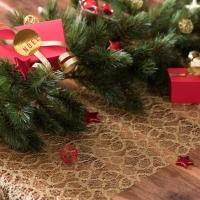 Chemin de table dentelle metallise dore