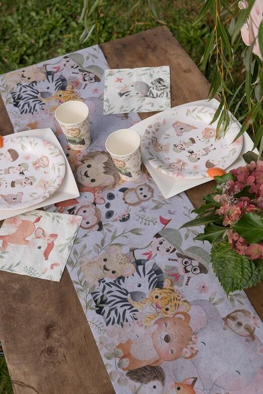 Chemin de table enfant explorateur animaux