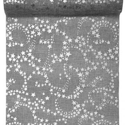 Chemin de table etoile metallise argent