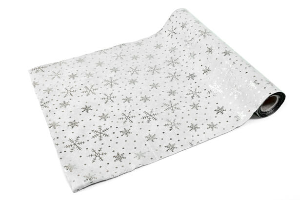 Chemin de table flocon gris et blanc