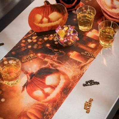 Chemin de table halloween lumineux citrouille