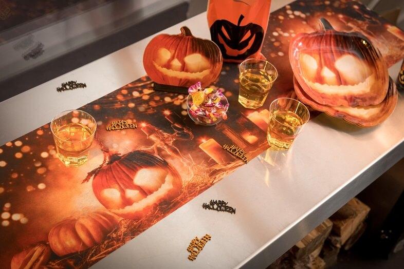 Chemin de table halloween lumineux citrouille