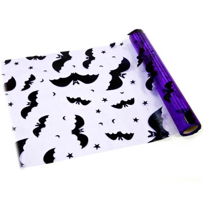 Chemin de table halloween violet avec chause souris