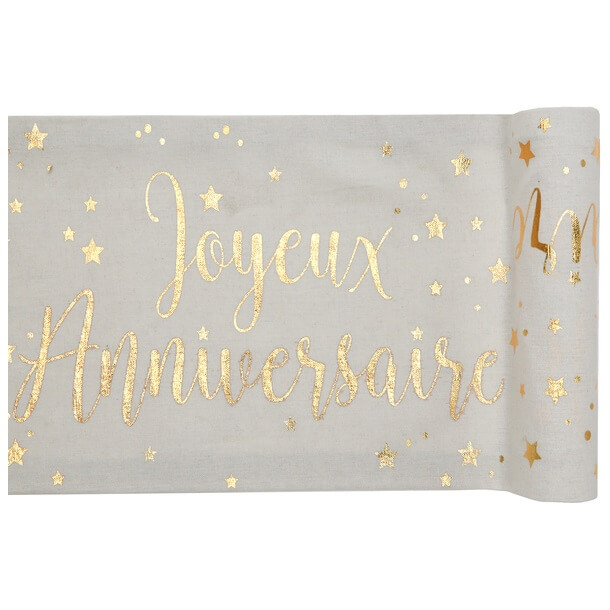 Chemin de table Joyeux anniversaire - Etoiles - Multicolores