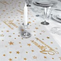 Chemin de table joyeux anniversaire dore or metallique