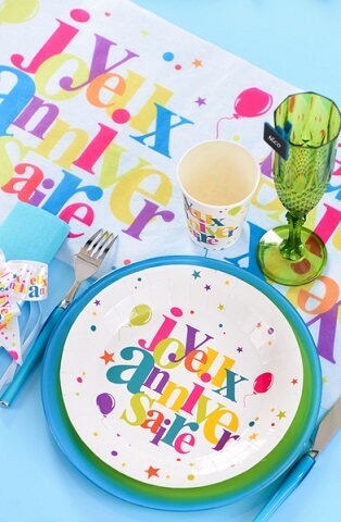 Chemin de table joyeux anniversaire festif 2