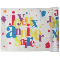 Chemin de table joyeux anniversaire multicolore